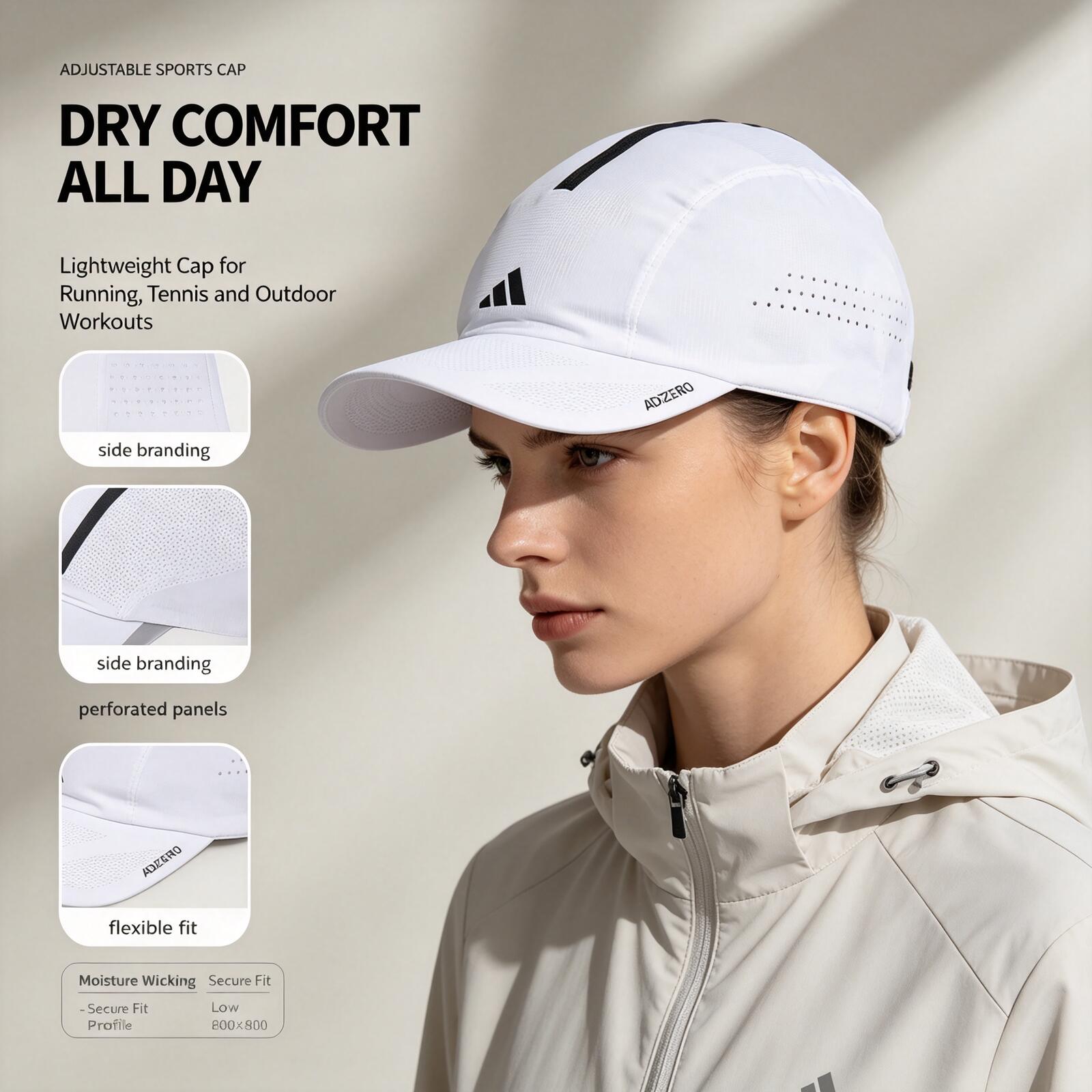 Running Cap Lightweight - Topi Lari Adidas Putih Ringan Bernapas