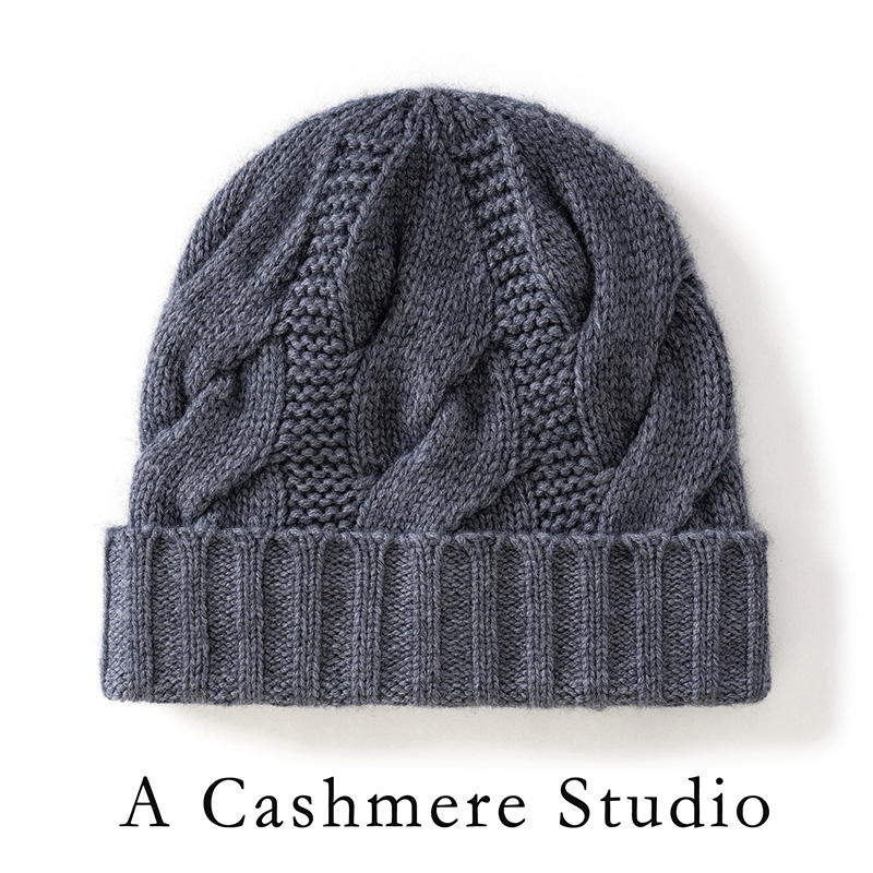 Beanie Cuffed Knit - Topi kupluk rajutan kasmir murni wanita