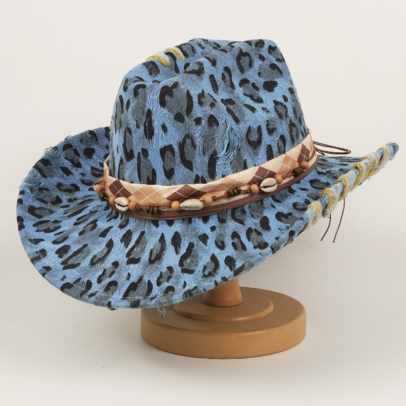 Topi Koboi Barat Motif Leopard - Cowboy Hat Straw ulasan dan harga