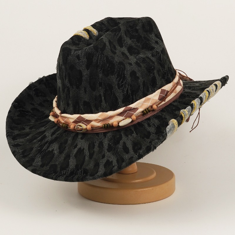 Topi Koboi Barat Motif Leopard - Cowboy Hat Straw ulasan dan harga