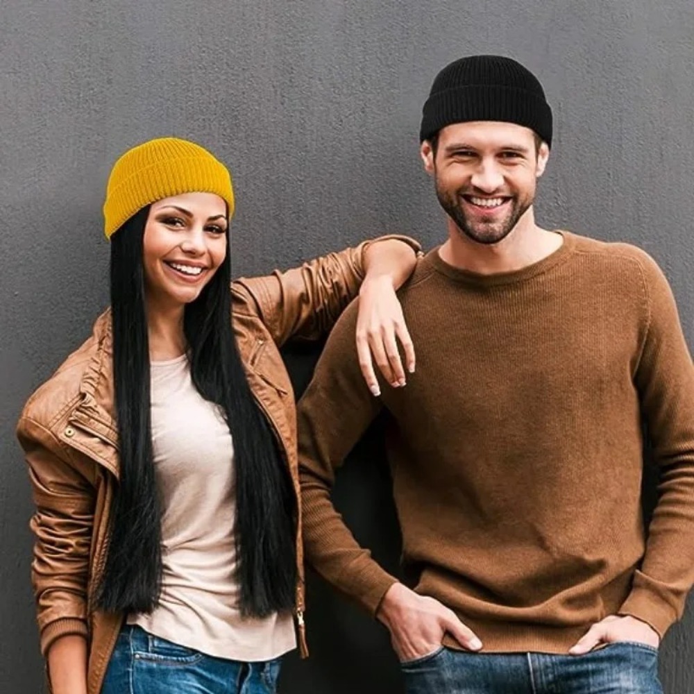 Topi Beanie Unisex Warna Solid - Beanie Cuffed Knit ulasan dan harga